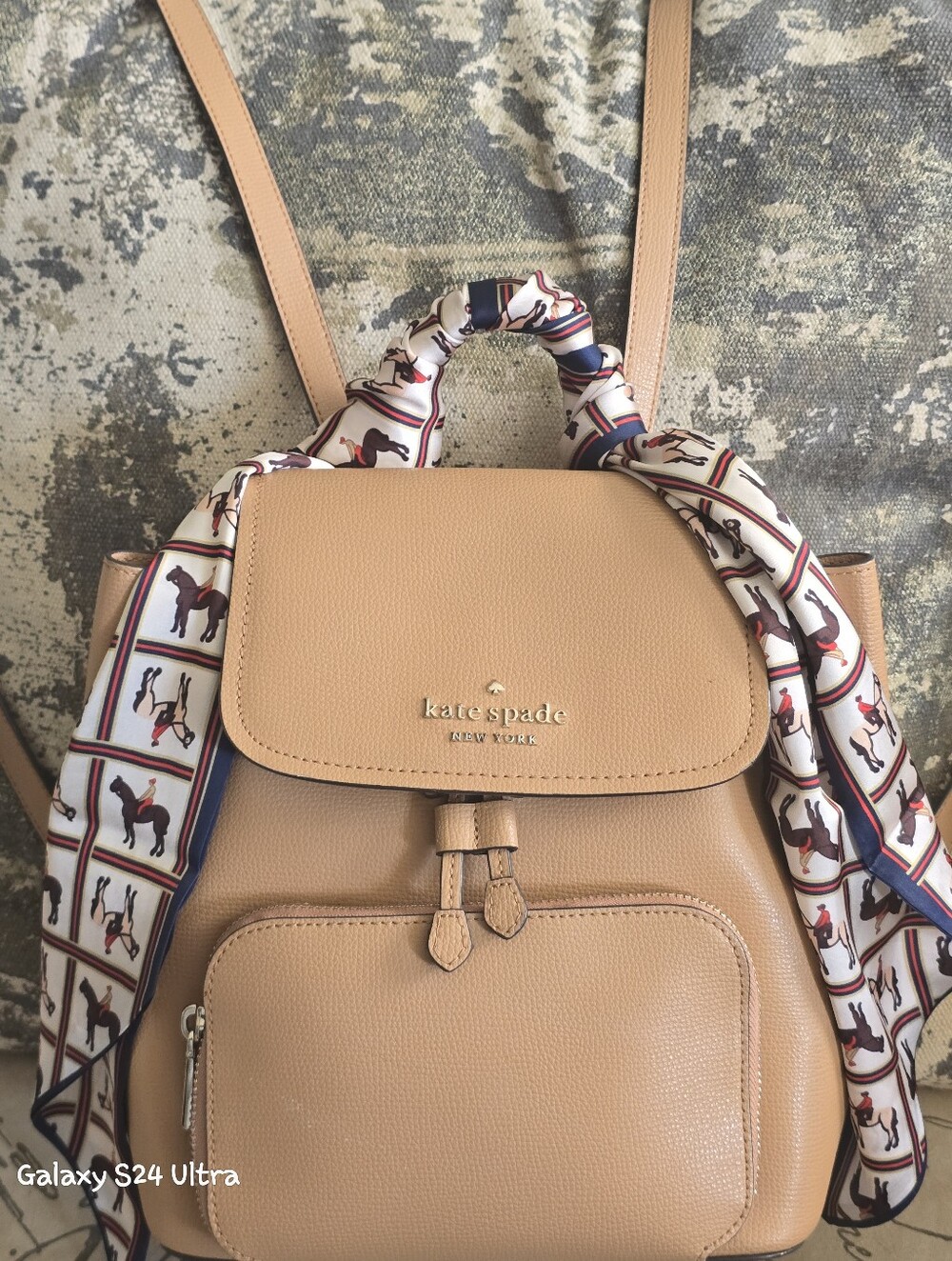 Kate Spade NY Kristi Medium Flap Backpack GUC w/ Scarf